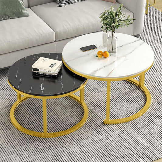 Synergy 2 In 1 Lush Marble Look Designer Nesting Coffee Tables