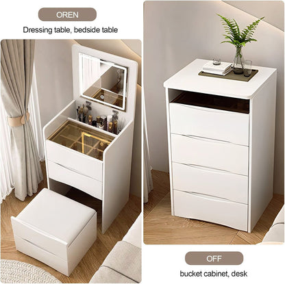 Luxury Multifunction LED Dressing Vanity Table with Mirror Drawers Stool