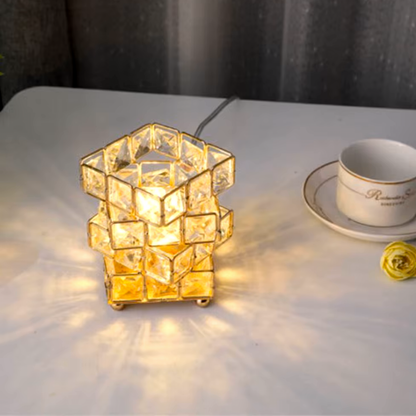 Diamond Crystal Geometric Cube LED Table Lamp Decorative Night Light Mood Lighting