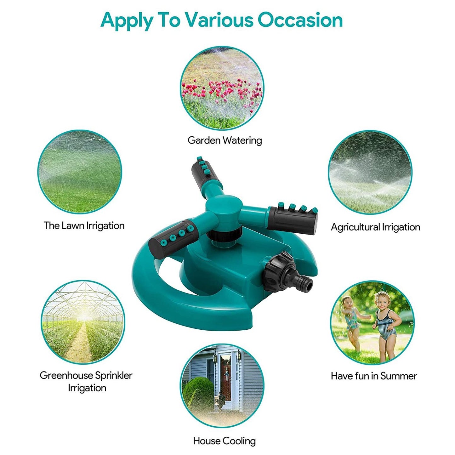 360-Degree Auto Rotating Sprinkler Garden Hose Sprayer Watering Tool