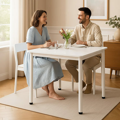 Harbor Industrial White Wood & Steel Dining Table Square 80cm