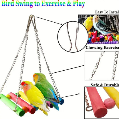 16-Piece Interactive Bird Toys Collection Swing Perche Cage Accessories