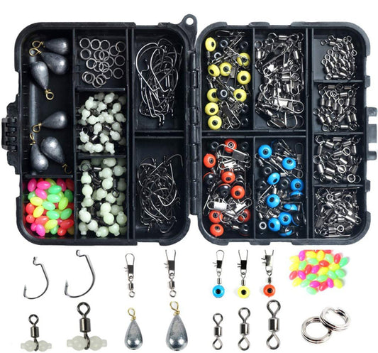 251 PC Fishing Accessories Lures Hooks Swivel Beads Kit Tackle Box