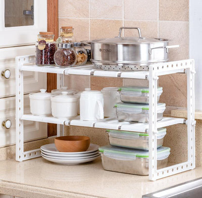 Smart Twin Under Sink Storage Expanding Shelf Organizer