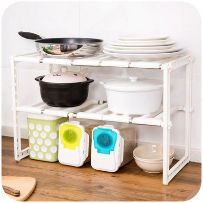 Smart Twin Under Sink Storage Expanding Shelf Organizer