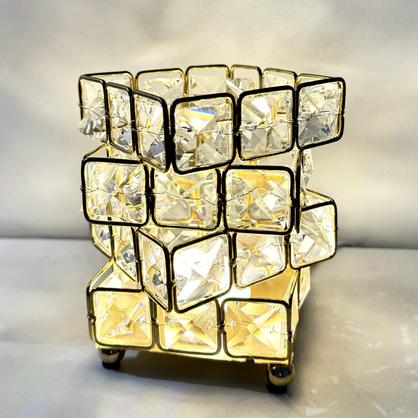 Diamond Crystal Geometric Cube LED Table Lamp Decorative Night Light Mood Lighting