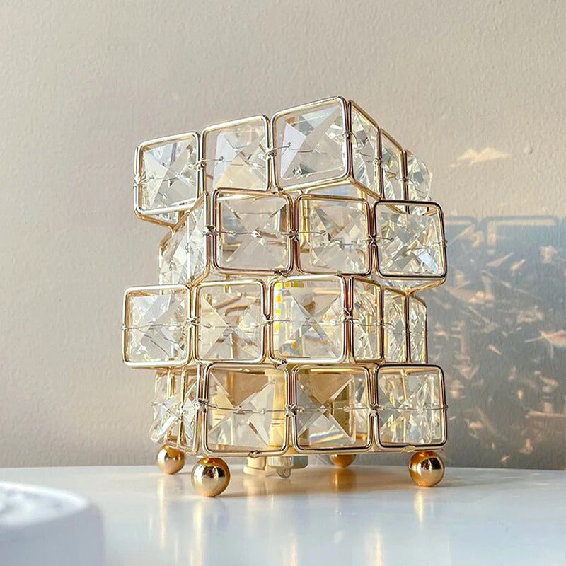 Diamond Crystal Geometric Cube LED Table Lamp Decorative Night Light Mood Lighting