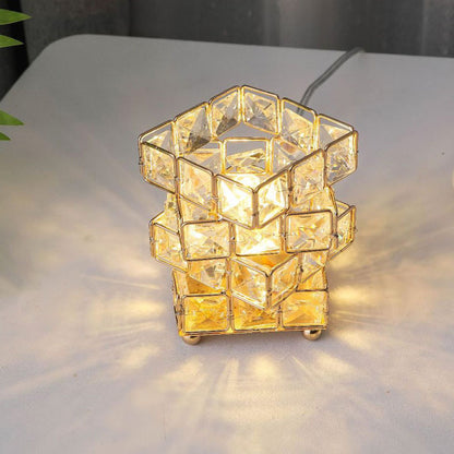 Diamond Crystal Geometric Cube LED Table Lamp Decorative Night Light Mood Lighting