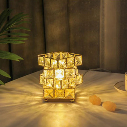 Diamond Crystal Geometric Cube LED Table Lamp Decorative Night Light Mood Lighting