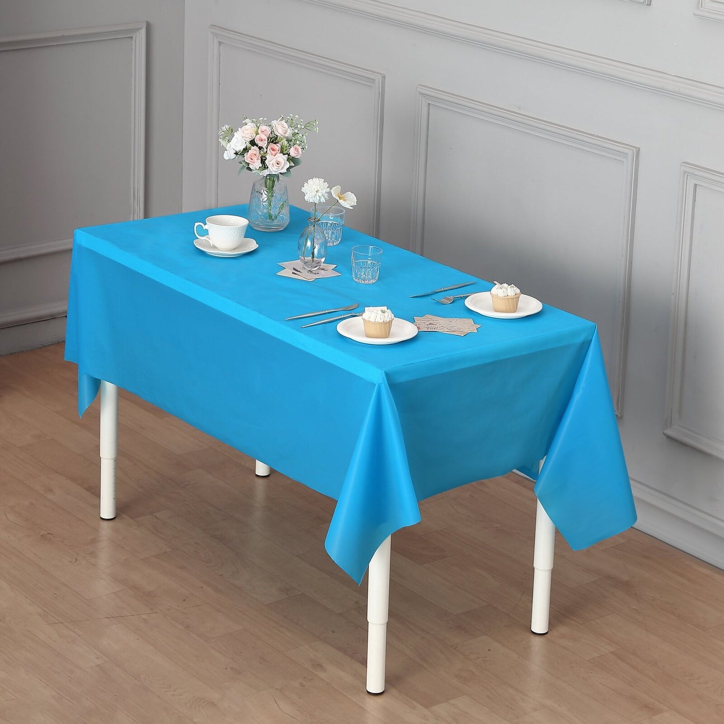 Disposable Tablecloth Large Rectangle Party Table Cloth Cover (Blue)