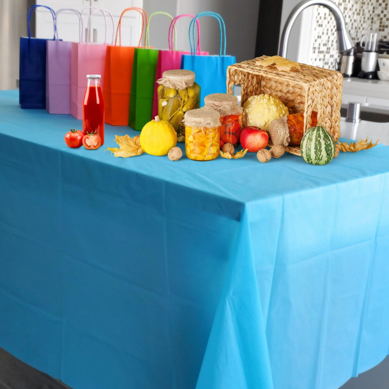 Disposable Tablecloth Large Rectangle Party Table Cloth Cover (Blue)