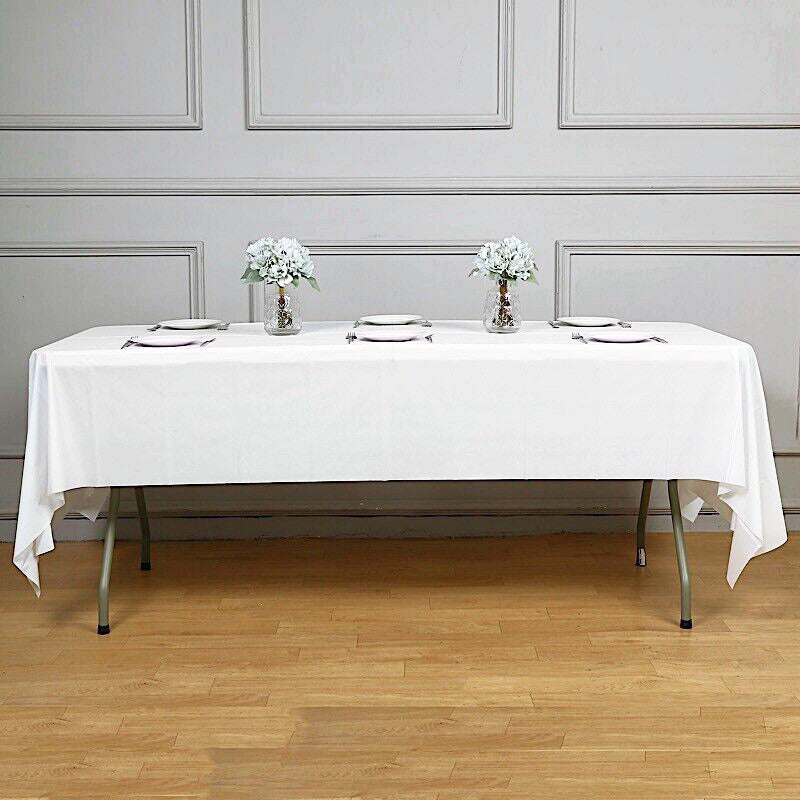 Disposable Tablecloth Large Rectangle Party Table Cloth Cover (White)