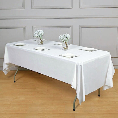 Disposable Tablecloth Large Rectangle Party Table Cloth Cover (White)