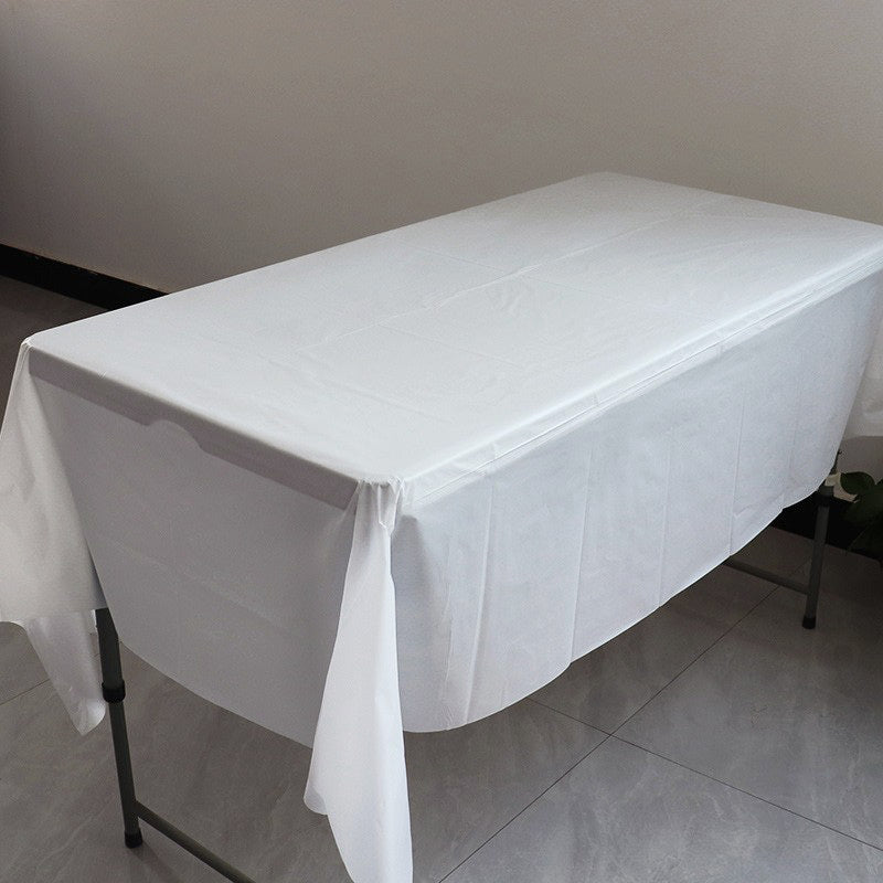 Disposable Tablecloth Large Rectangle Party Table Cloth Cover (White)