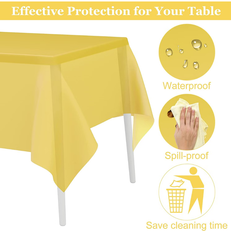 Disposable Tablecloth Large Rectangle Party Table Cloth Cover (White)