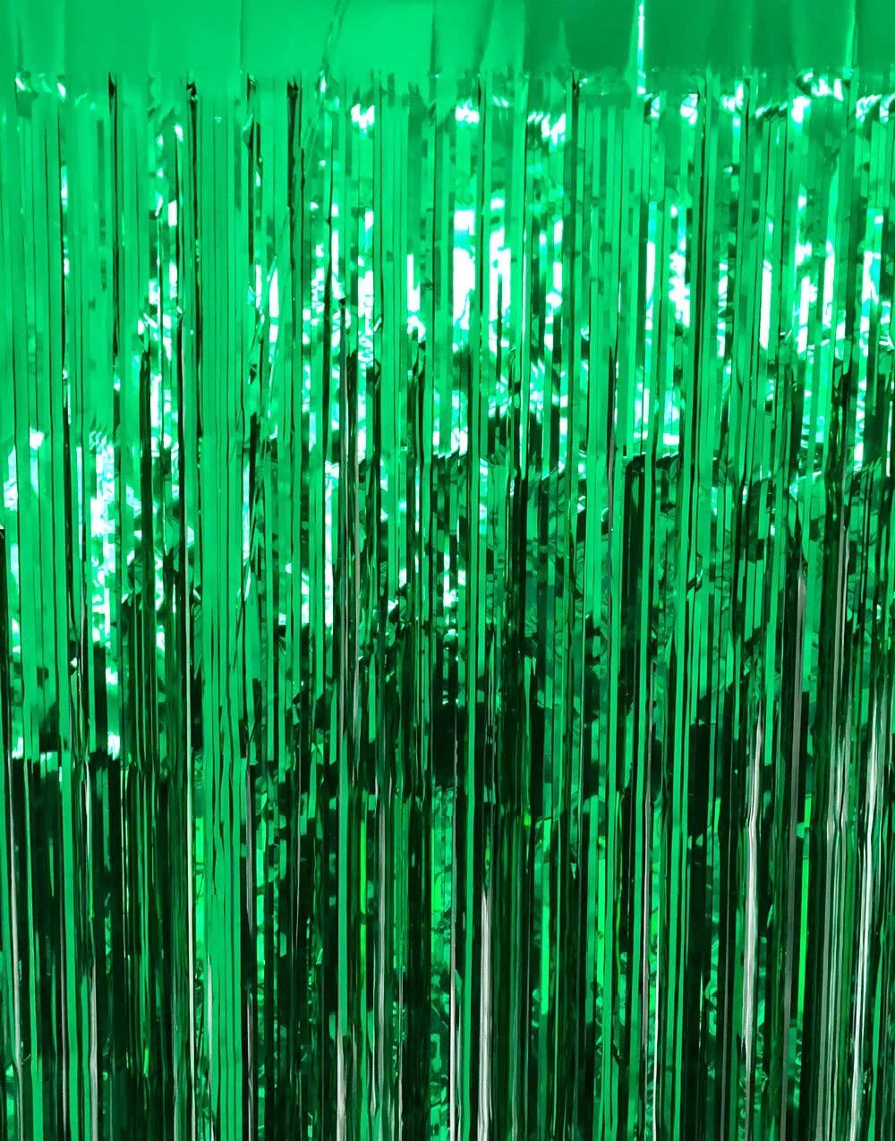 Metallic Foil Tinsel Fringe Curtain Backdrop Party Decoration (Green)