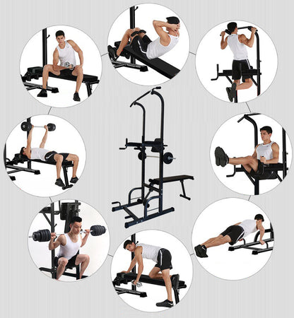 Multifunction Heavy Duty Home Gym Power Tower Dip Bar Stand & Weight Bench