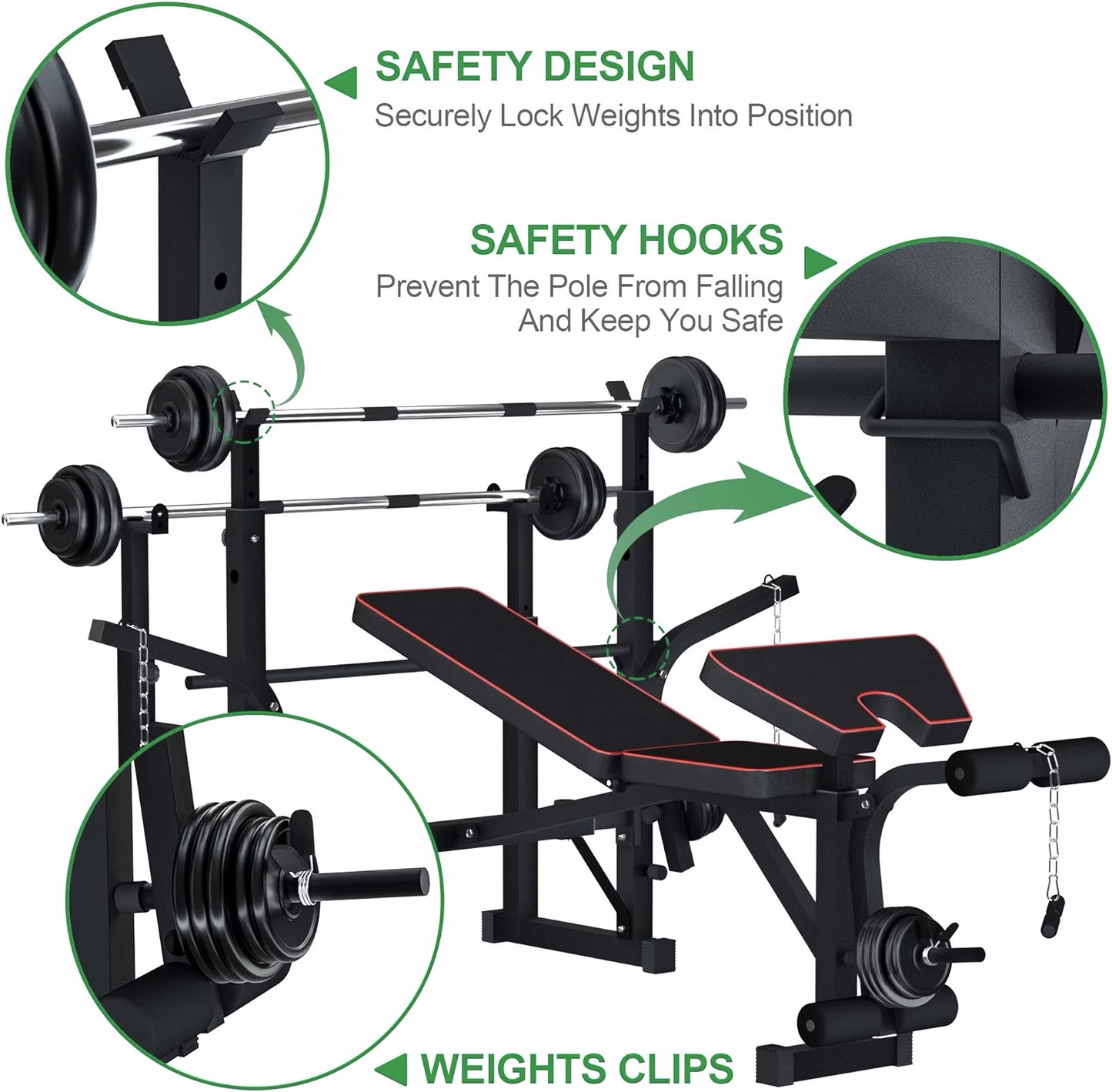 Fitplus Heavy Duty 7-in-1 Multi-Station Weight Bench Press Pull Down Home Gym