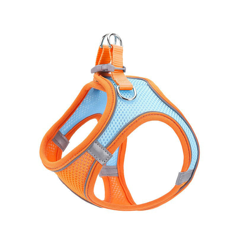 Large Dog Harness and Leash Set Pet Vest Lead (Orange, L)