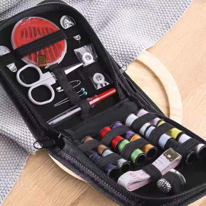 Sewing Kit with Zippered Travel Pouch Thread Needle Stitching Tools Bag