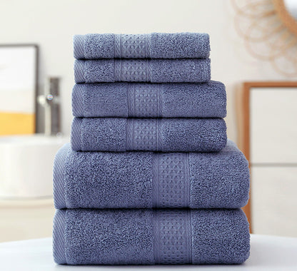 3-Piece Deluxe Cotton Towels Set: Bath Towel, Hand Towel & Face Washer (Slate Blue)