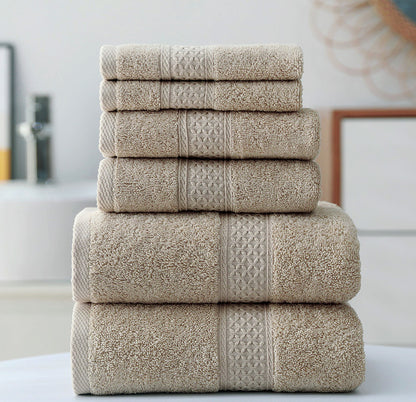 3-Piece Deluxe Cotton Towels Set: Bath Towel, Hand Towel & Face Washer (Taupe)