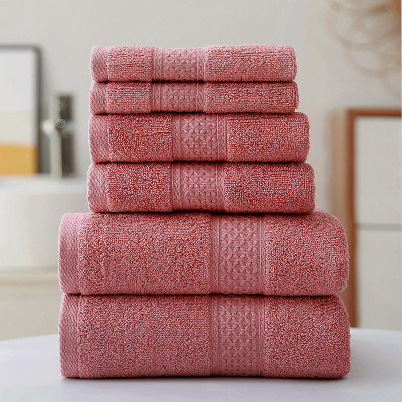 3-Piece Deluxe Cotton Towels Set: Bath Towel, Hand Towel & Face Washer (Coral)