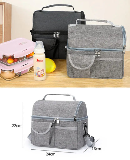 Insulated Lunchbox Cooler Bag Portable Outdoor Food Storage Lunch Box (Black)