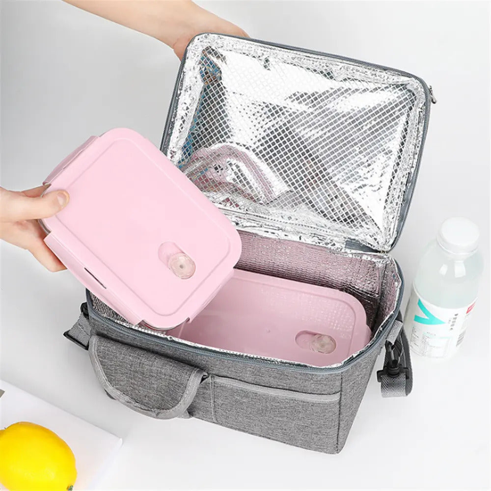 Insulated Lunchbox Cooler Bag Portable Outdoor Food Storage Lunch Box (Black)