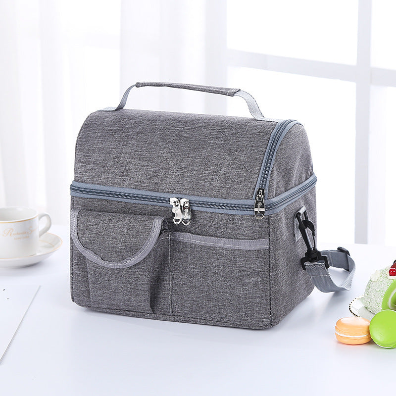 Insulated Lunchbox Cooler Bag Portable Outdoor Food Storage Lunch Box (Grey)