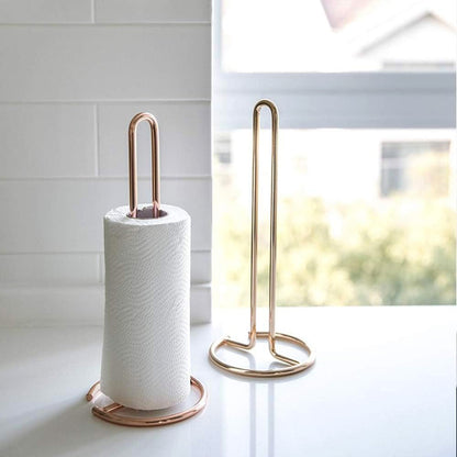 Steel Paper Towel Holder Toilet Paper Stand Kichen Bathroom Tissue Rack Organizer (Gold)