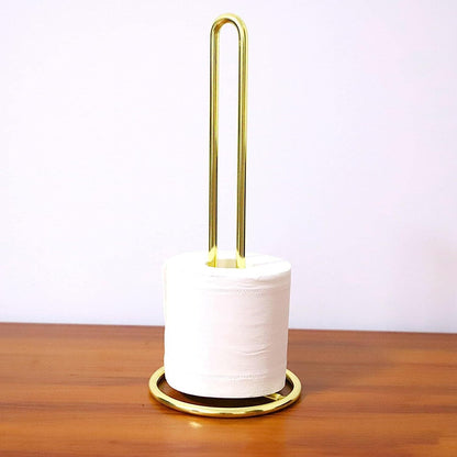 Steel Paper Towel Holder Toilet Paper Stand Kichen Bathroom Tissue Rack Organizer (Gold)