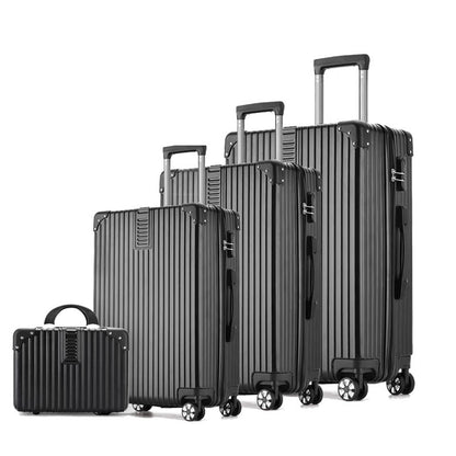 2-Piece Standard Cabin Carry-On Luggage Suitcase Set (Black)