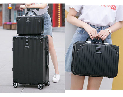 2-Piece Standard Cabin Carry-On Luggage Suitcase Set (Black)