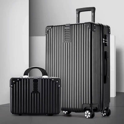 2-Piece Standard Cabin Carry-On Luggage Suitcase Set (Black)