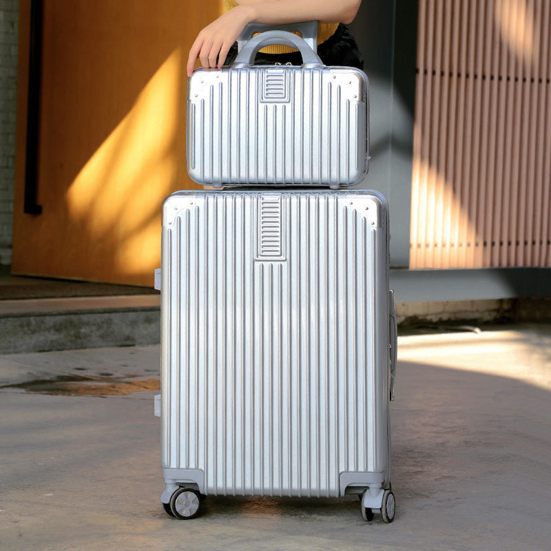 2-Piece Standard Cabin Carry-On Luggage Suitcase Set (Silver)