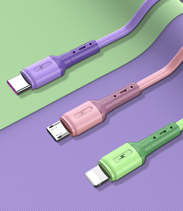 All-in-One Charging Cable: Type C + Apple Lightning + Micro USB iPhone Android Charger (Pink)