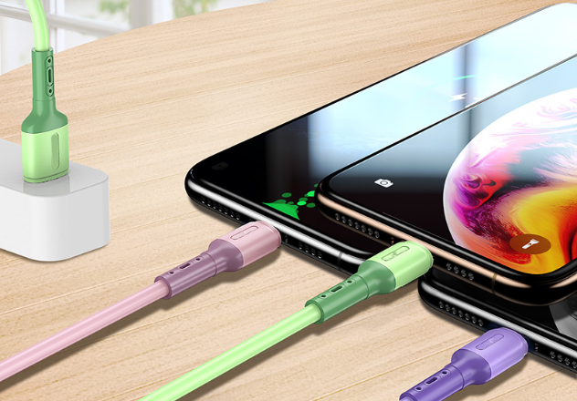 All-in-One Charging Cable: Type C + Apple Lightning + Micro USB iPhone Android Charger (Pink)