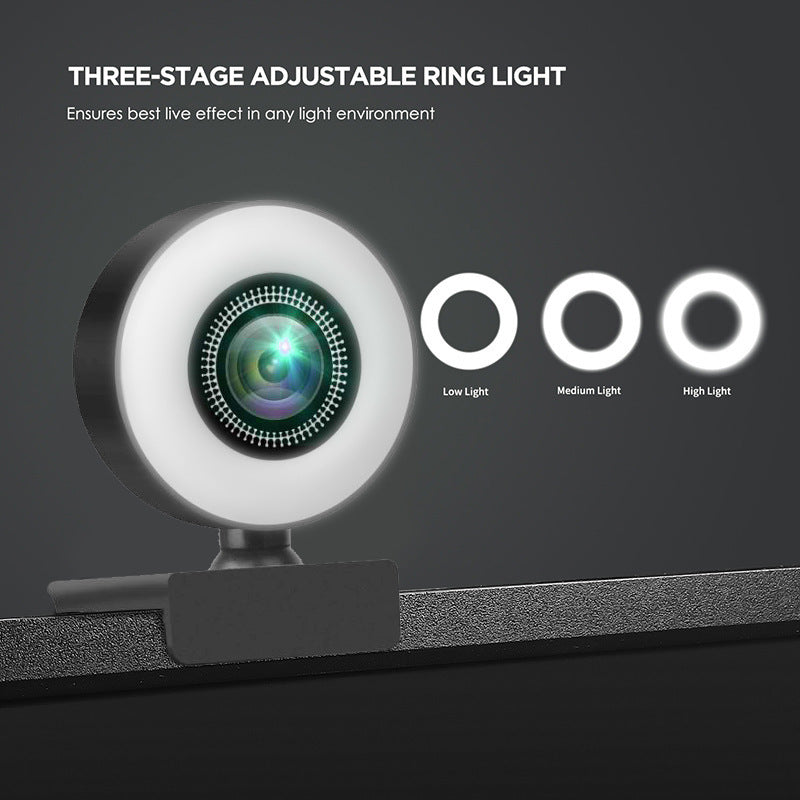 1080p Webcam with Adjustable Ring Light