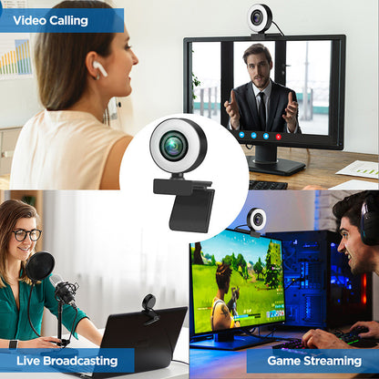 1080p Webcam with Adjustable Ring Light