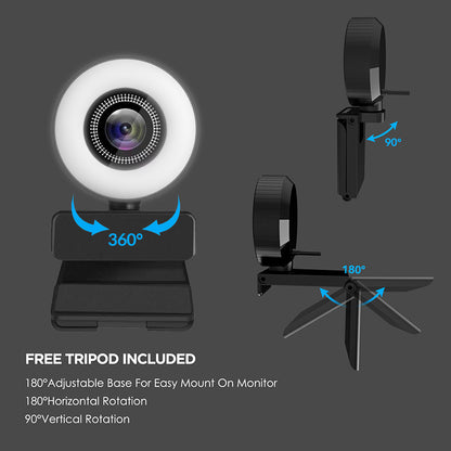 1080p Webcam with Adjustable Ring Light