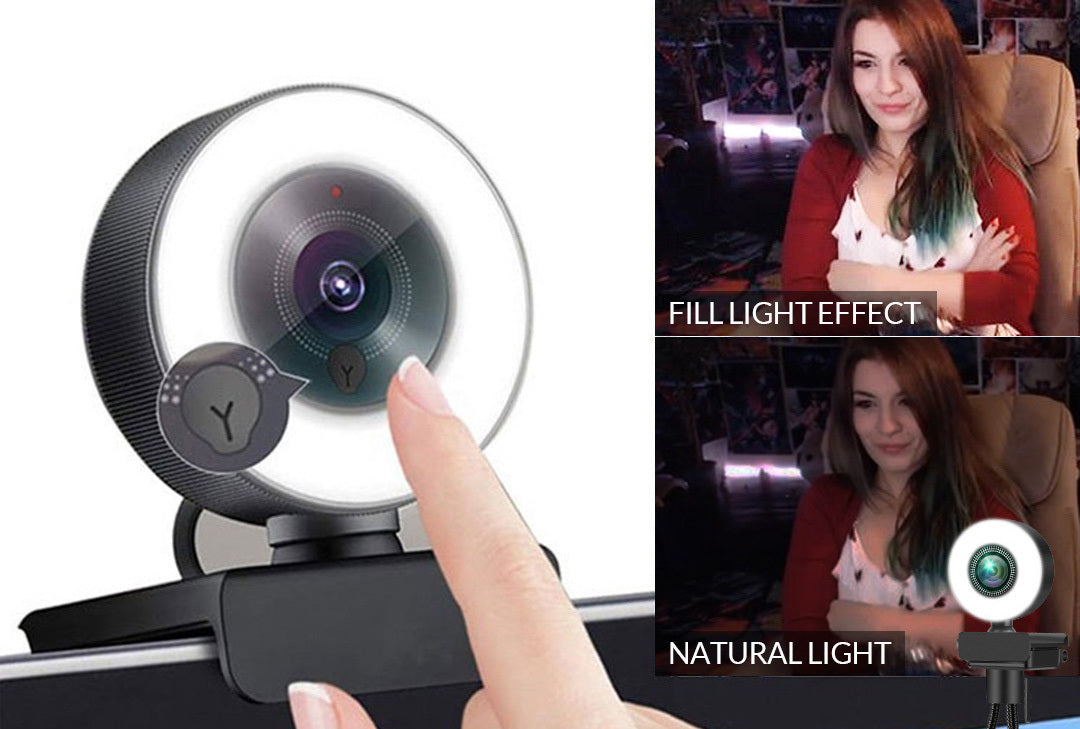 1080p Webcam with Adjustable Ring Light