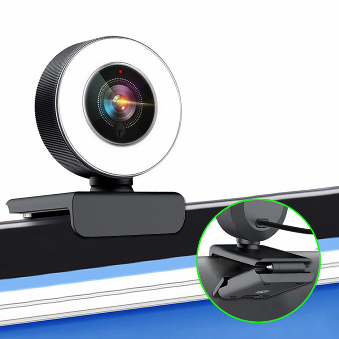 1080p Webcam with Adjustable Ring Light