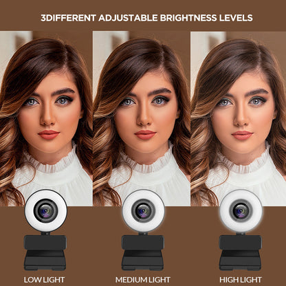 1080p Webcam with Adjustable Ring Light