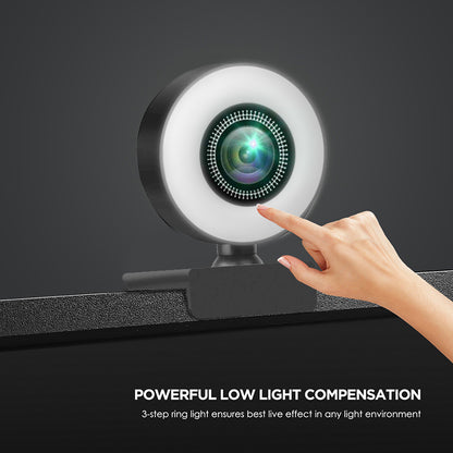 1080p Webcam with Adjustable Ring Light