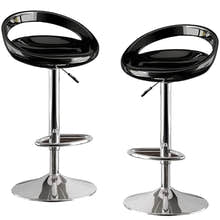 2 x Envy High Gloss Designer Bar Stools (BLACK - Set of 2)