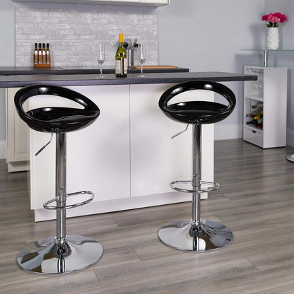 2 x Envy High Gloss Designer Bar Stools (BLACK - Set of 2)