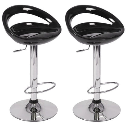 2 x Envy High Gloss Designer Bar Stools (BLACK - Set of 2)