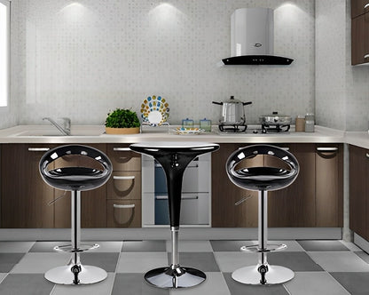 2 x Envy High Gloss Designer Bar Stools (BLACK - Set of 2)