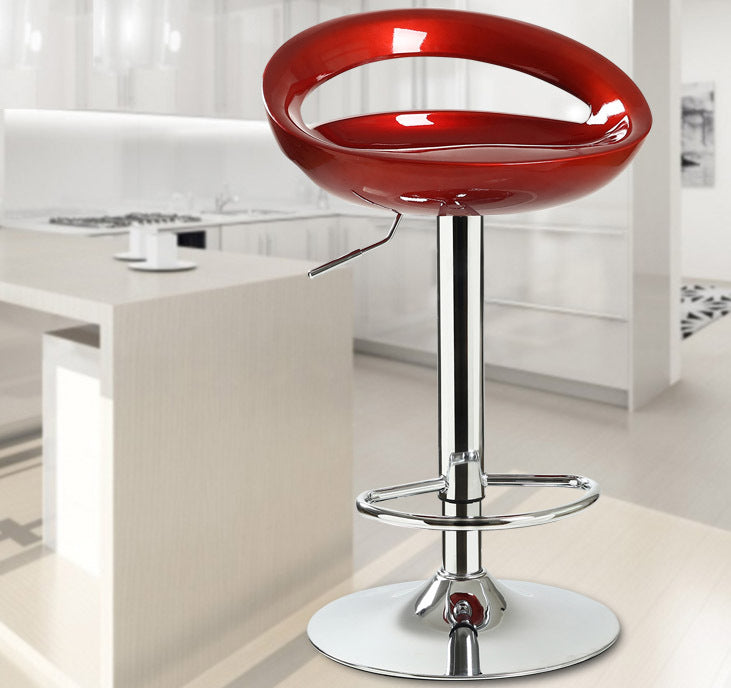 2 x Envy High Gloss Designer Bar Stools (Deep Red - Set of 2)